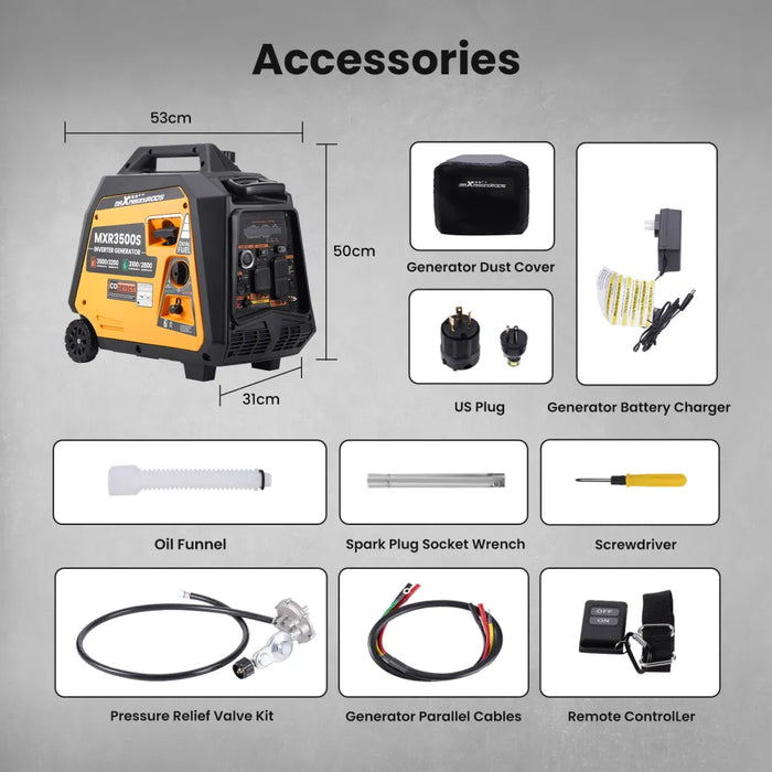 MaXpeedingrods 3500W Portable Super Quiet Dual Fuel Inverter Generator Electric Start Gas / LPG