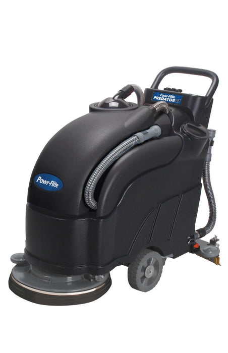 Powr-Flite Predator Walk Behind Battery Powered Automatic Scrubber 17" - angled sideview