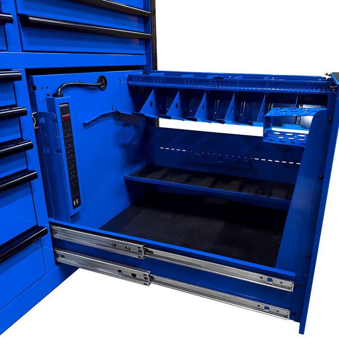 Extreme Tools RX Series 84in W x 30in D 15-Drawer plus Power Toll Drawer Roller Cabinet 250 lb. Slides with Drawer Pulls