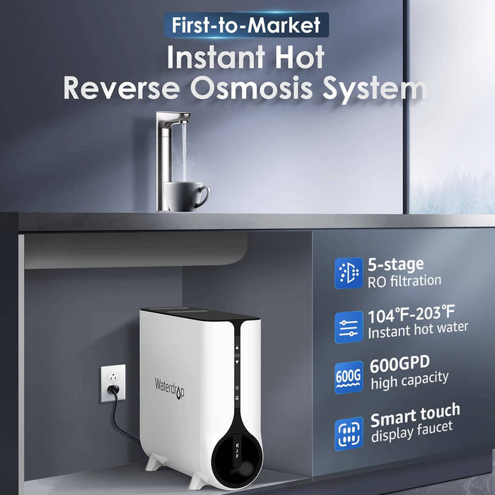 Waterdrop Filter Reverse Osmosis System Instant Hot Water Disperser System, 600GPD