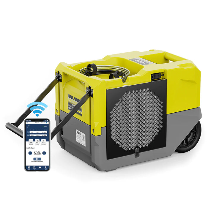 AlorAir Smart WiFi Dehumidifier, 125 PPD High Performance, Commercial Dehumidifier with Pump, Compact, Portable, cETL Listed, 5 Years Warranty, Industrial dehumidifier for Disaster Restoration, Yellow