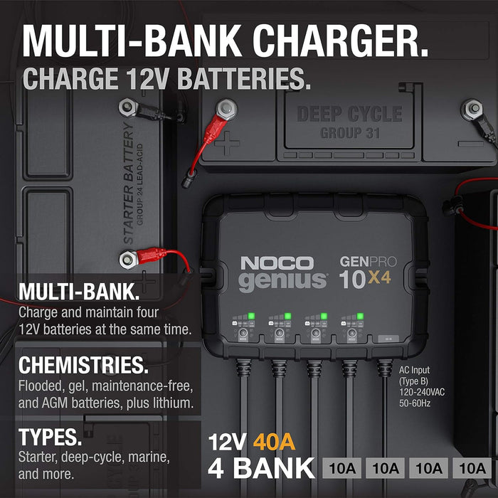 Patriot Power Source NOCO GENPRO 10X4 40A 4-Bank Lithium Battery Smart Charger