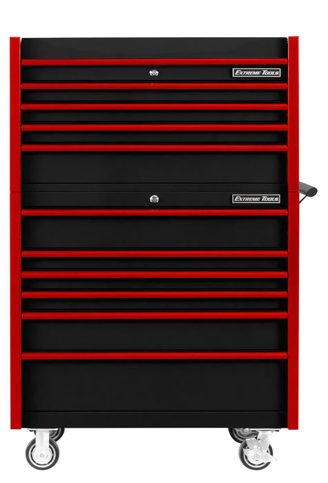 Extreme Tools DX Series 41in W x 25in D 4 Drawer Top Chest and 6 Drawer Roller Cabinet Combo with Drawer Pulls