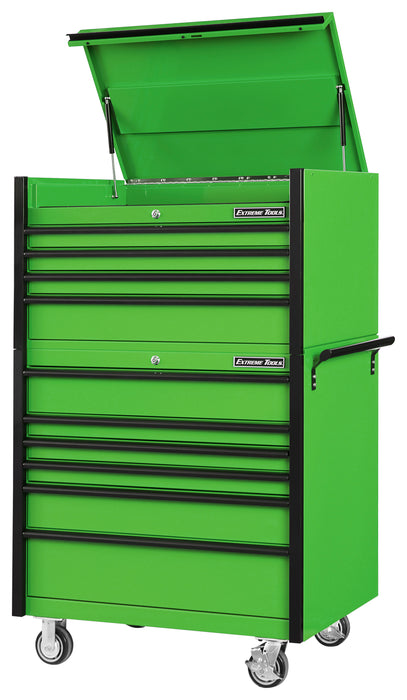 Extreme Tools DX Series 41in W x 25in D 4 Drawer Top Chest and 6 Drawer Roller Cabinet Combo with Drawer Pulls