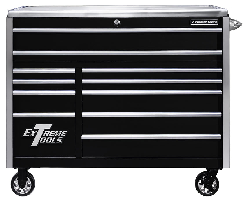 Extreme Tools EXQ Series 55in W x 30in D 11-Drawer Professional Roller Cabinet 300 lbs Slides with EX Quick Release Drawer Pulls and Trim