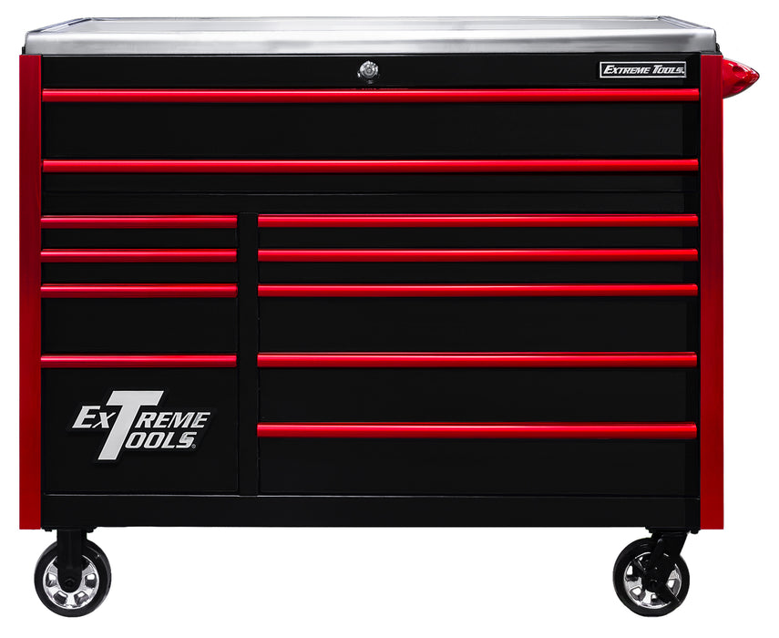 Extreme Tools EXQ Series 55in W x 30in D 11-Drawer Professional Roller Cabinet 300 lbs Slides with EX Quick Release Drawer Pulls and Trim