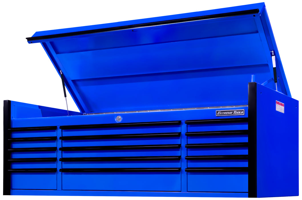 Extreme Tools EXQ Series 72in W x 31in D 15 Drawer Triple Bank Pro Top Chest with Quick Release Drawer Pulls