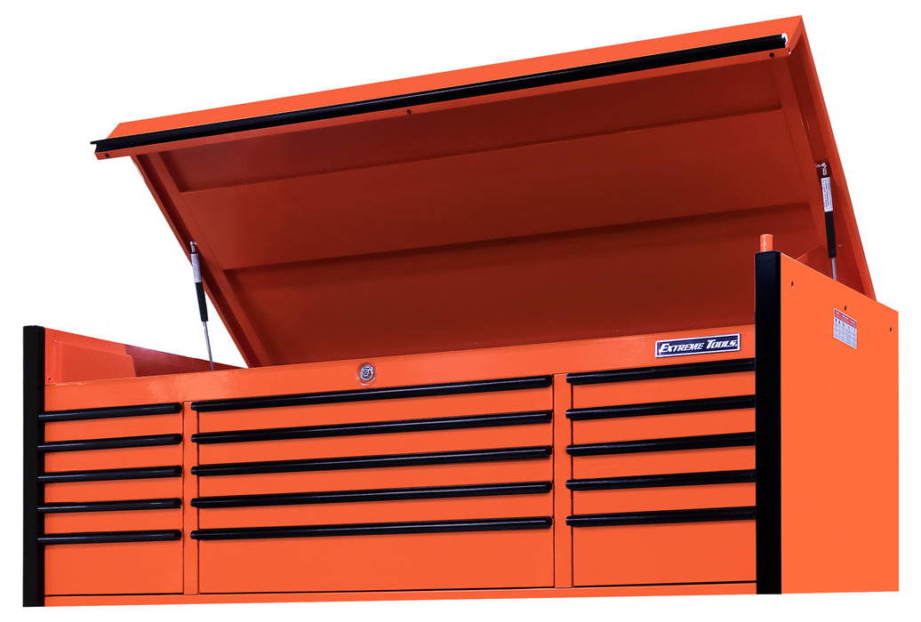 Extreme Tools EXQ Series 72in W x 31in D 15 Drawer Triple Bank Pro Top Chest with Quick Release Drawer Pulls