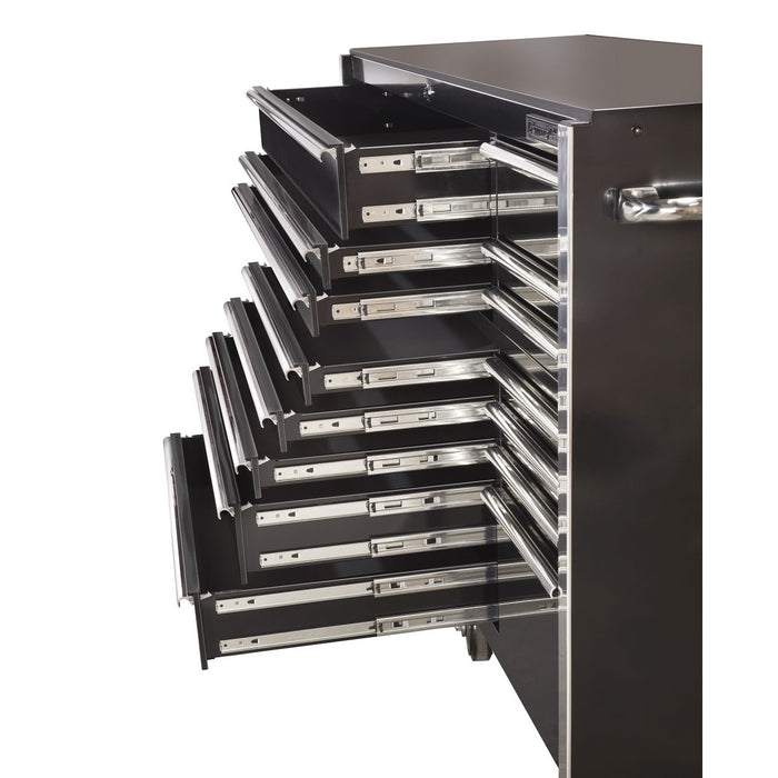 Extreme Tools RX Series 72in W x 25in D 19-Drawer Triple Bank Roller Cabinet 150 lb. Slides with Chrome Drawer Pulls