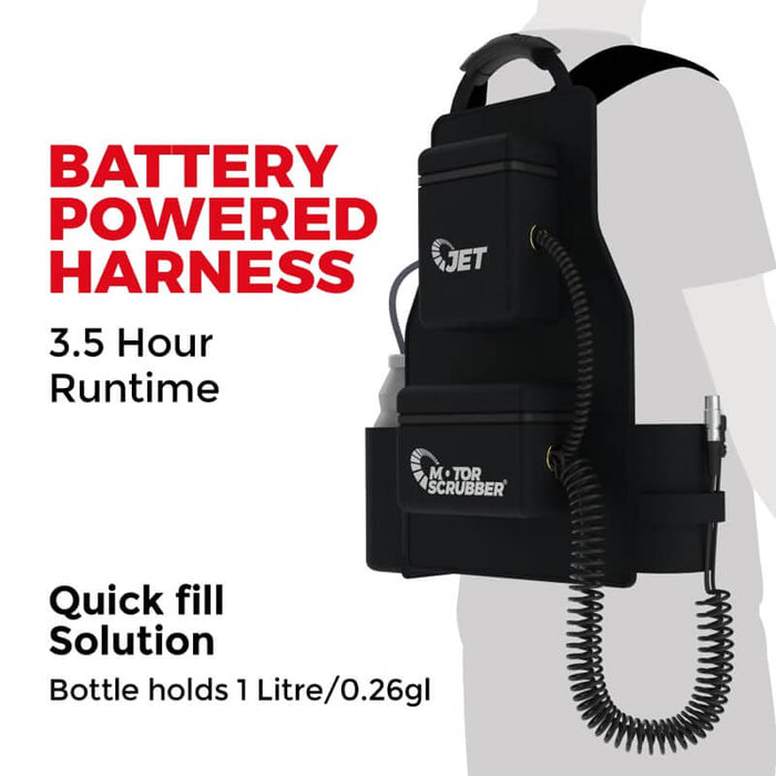 MotorScrubber Jet3 Floor Scrubber w/ Backpack - battery powered harness