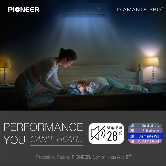 Pioneer® Diamante Pro™ 24,000 BTU 21 SEER2 230V High-Wall Ductless Mini-Split Air Conditioner Inverter Heat Pump with 16 Ft. Kit