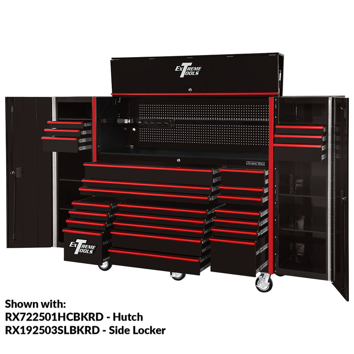 Extreme Tools RX Series 72in W x 25in D 19-Drawer Roller Cabinet 150 lb. Slides with Black Drawer Pulls