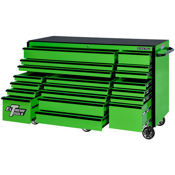 Extreme Tools RX Series 72in W x 25in D 19-Drawer Roller Cabinet 150 lb. Slides with Black Drawer Pulls