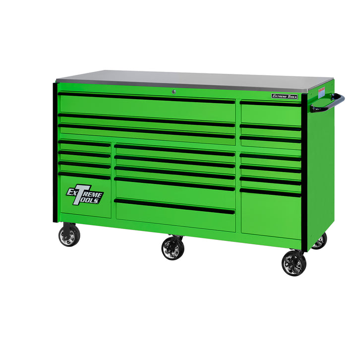 Extreme Tools RX Series 72in W x 25in D 19-Drawer Roller Cabinet 150 lb. Slides with Black Drawer Pulls