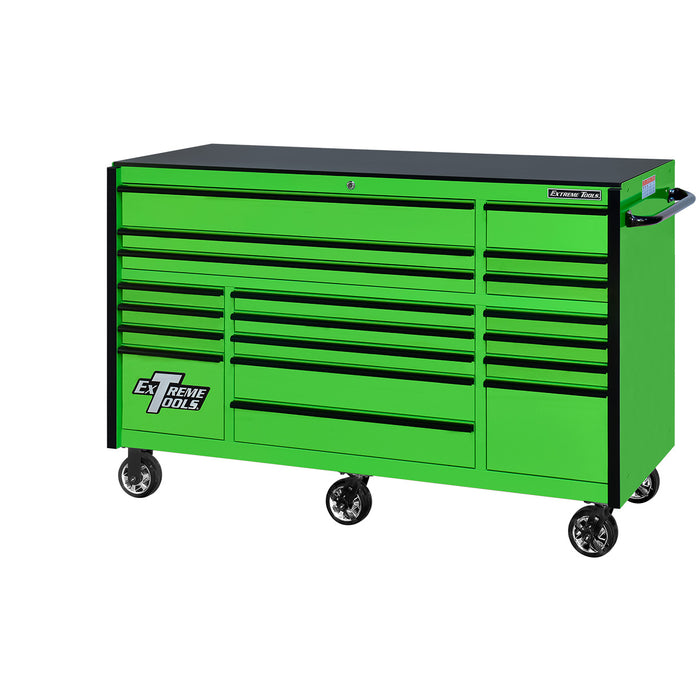 Extreme Tools RX Series 72in W x 25in D 19-Drawer Roller Cabinet 150 lb. Slides with Black Drawer Pulls