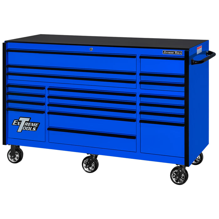 Extreme Tools RX Series 72in W x 25in D 19-Drawer Roller Cabinet 150 lb. Slides with Black Drawer Pulls