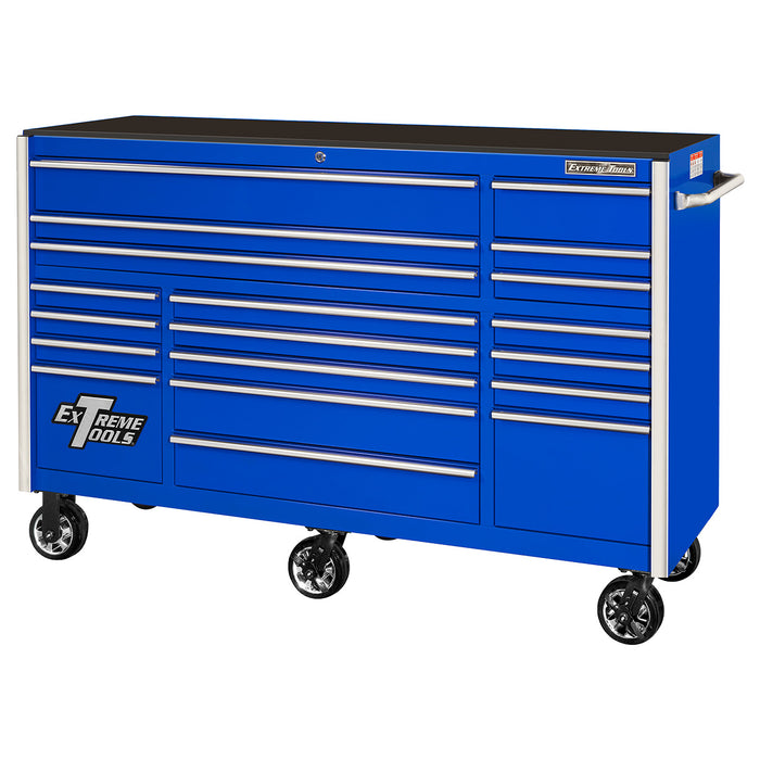 Extreme Tools RX Series 72in W x 25in D 19-Drawer Roller Cabinet 150 lb. Slides with Black Drawer Pulls