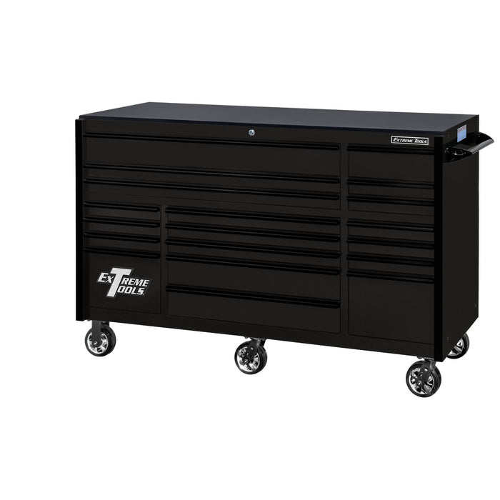 Extreme Tools RX Series 72in W x 25in D 19-Drawer Roller Cabinet 150 lb. Slides with Black Drawer Pulls