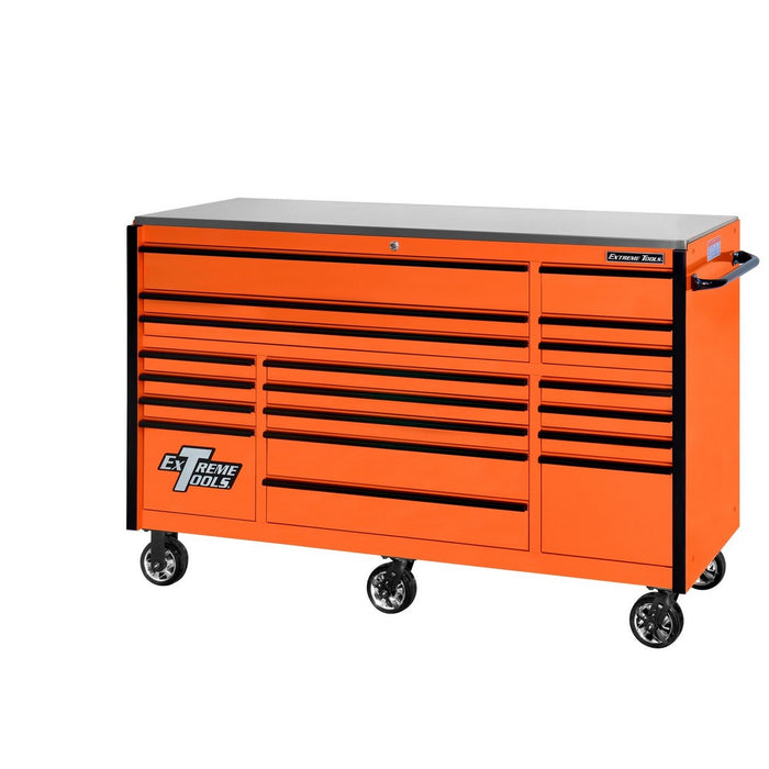 Extreme Tools RX Series 72in W x 25in D 19-Drawer Roller Cabinet 150 lb. Slides with Black Drawer Pulls