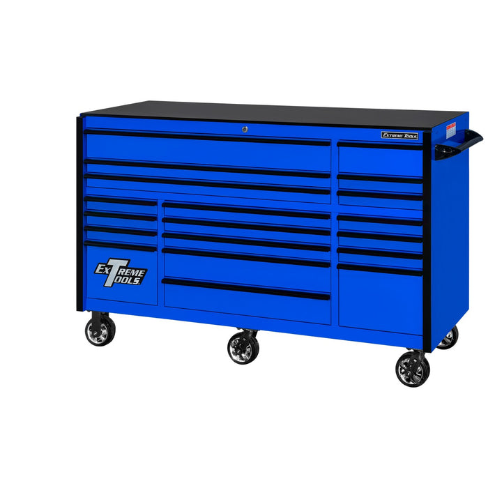 Extreme Tools RX Series 72in W x 30in D 19-Drawer Roller Cabinet 250 lb. Slides with Black Drawer Pulls