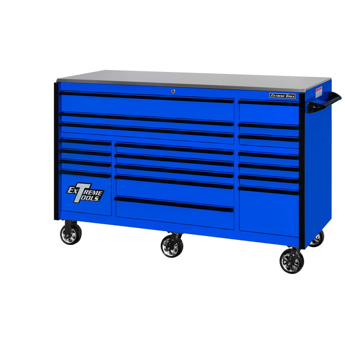 Extreme Tools RX Series 72in W x 30in D 19-Drawer Roller Cabinet 250 lb. Slides with Black Drawer Pulls