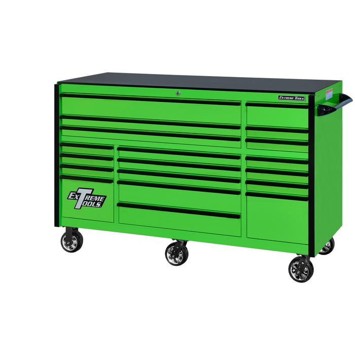 Extreme Tools RX Series 72in W x 30in D 19-Drawer Roller Cabinet 250 lb. Slides with Black Drawer Pulls