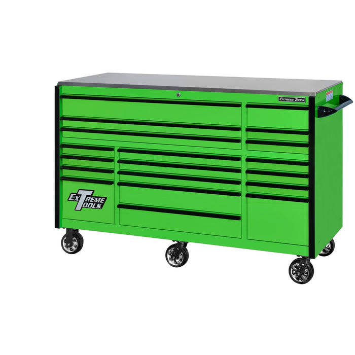 Extreme Tools RX Series 72in W x 30in D 19-Drawer Roller Cabinet 250 lb. Slides with Black Drawer Pulls