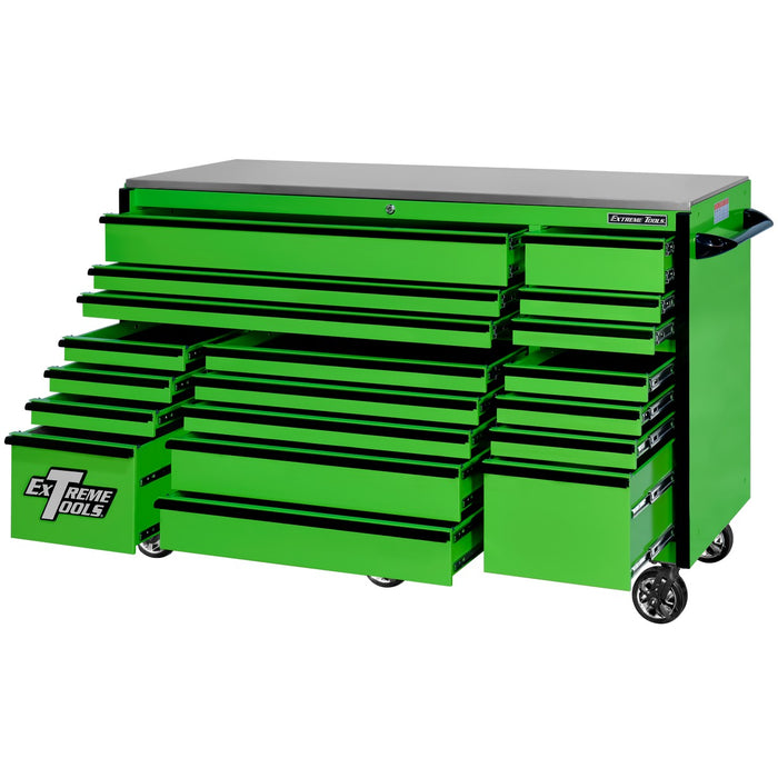 Extreme Tools RX Series 72in W x 30in D 19-Drawer Roller Cabinet 250 lb. Slides with Black Drawer Pulls