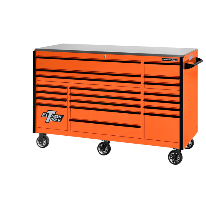 Extreme Tools RX Series 72in W x 30in D 19-Drawer Roller Cabinet 250 lb. Slides with Black Drawer Pulls