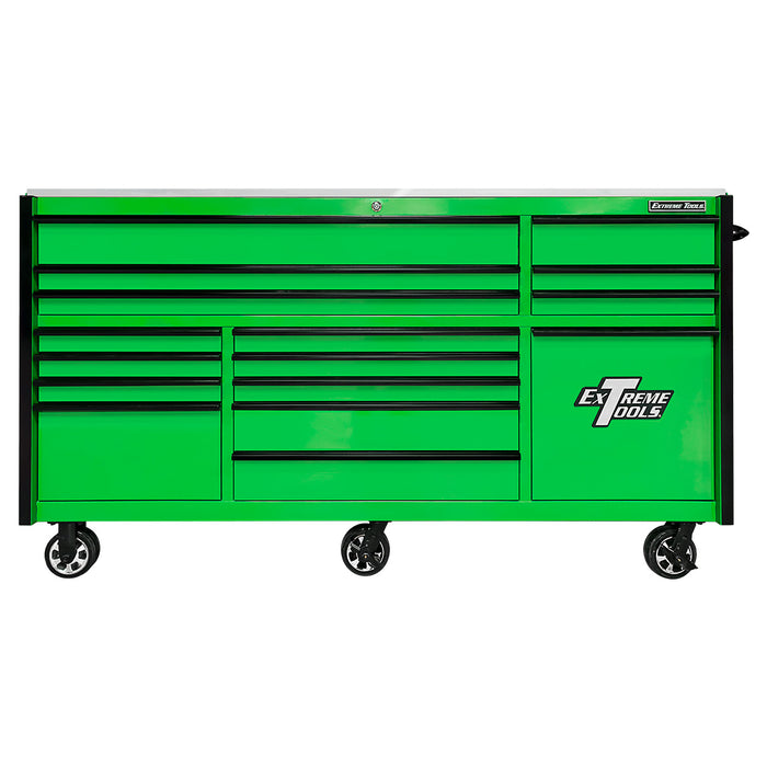 Extreme Tools RX Series 84in W x 30in D 15-Drawer plus Power Toll Drawer Roller Cabinet 250 lb. Slides with Drawer Pulls