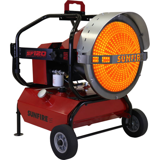 SUNFIRE SF120 Portable Radiant Heater, Max Heat Output 120,000 BTU, Dual Fuel Radiator - angled degree right facing frontview