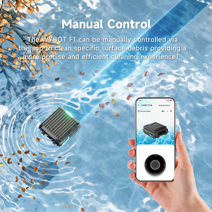 F1 Driver Pool Cleaner WYBOT F1 Pool Skimmer Solar Powered Robotic Cleaner — Cleaning Supply USA