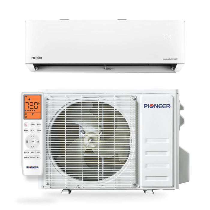 Pioneer® Quantum Hyperformance™ 9,000 BTU 25 SEER2 230V High-Wall Ductless Energy-Star Mini-Split Air Conditioner Inverter Hyper Heat Pump Full Set