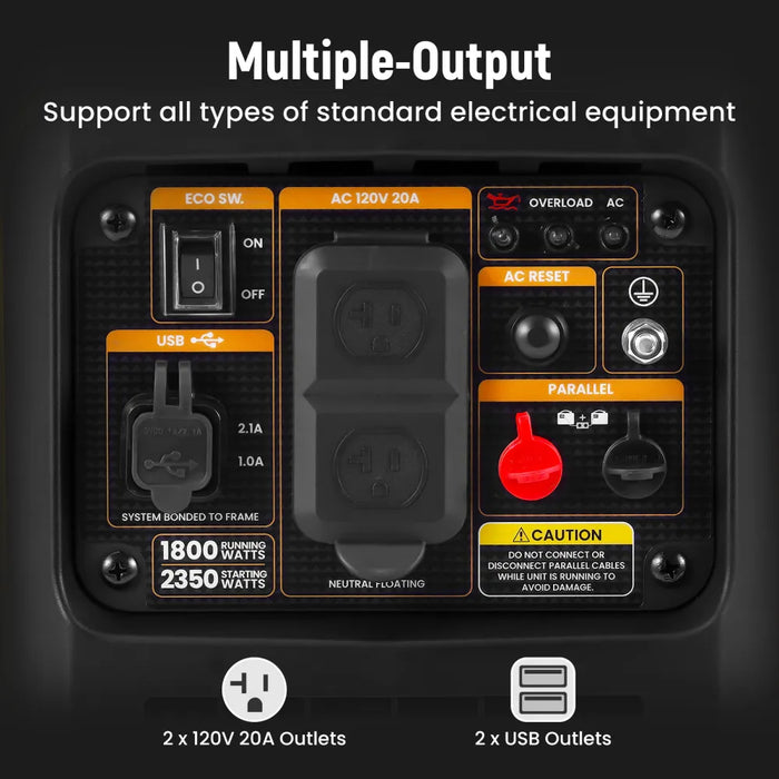 MaXpeedingrods 2350W Portable Inverter Generator Lightweight Gasoline Power Equipment
