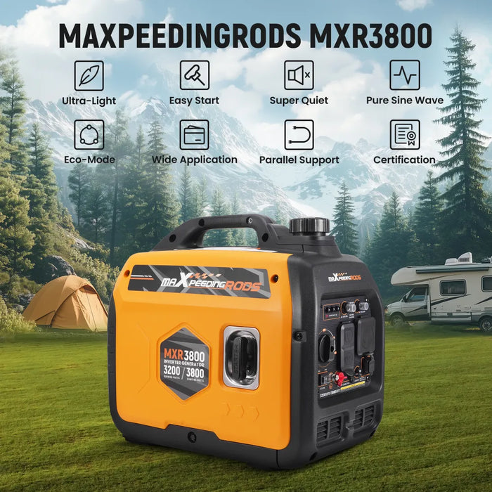 MaXpeedingrods Gas Powered 3.8KW Portable Inverter Generator Super Quiet 58dB Home Backup