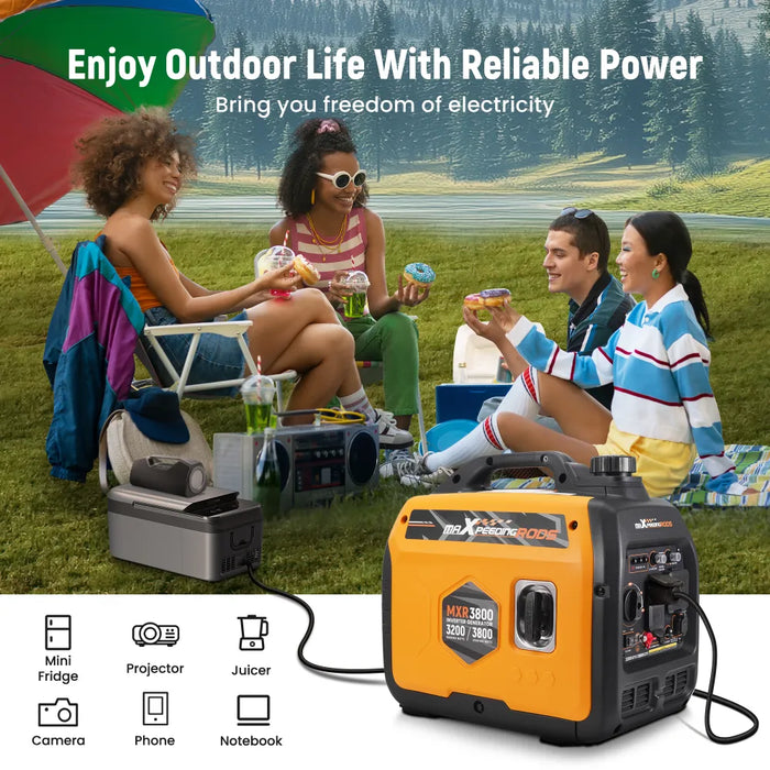 MaXpeedingrods Gas Powered 3.8KW Portable Inverter Generator Super Quiet 58dB Home Backup
