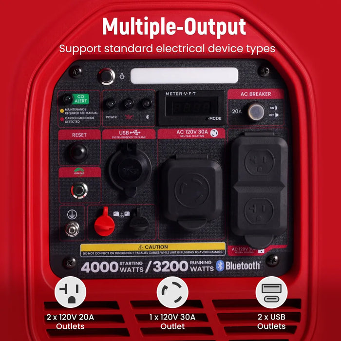MaXpeedingrods 4000W Gas Generator Inverter Portable for Home Camping EV-Charging w/ Bluetooth