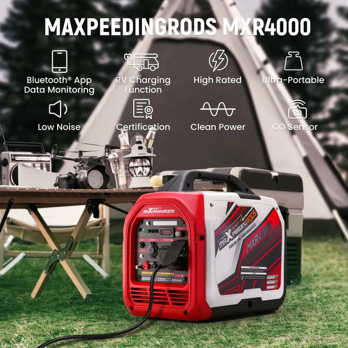 MaXpeedingrods 4000W Gas Generator Inverter Portable for Home Camping EV-Charging w/ Bluetooth