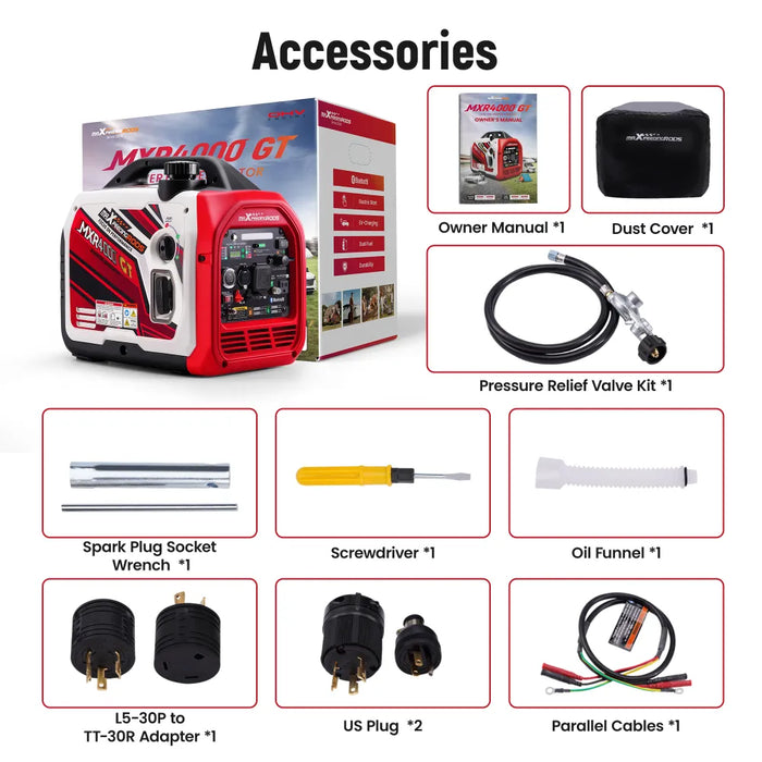 MaXpeedingrods 4000 Watt Portable Dual Fuel Propane/Gas Generator Inverter Bluetooth E-Start