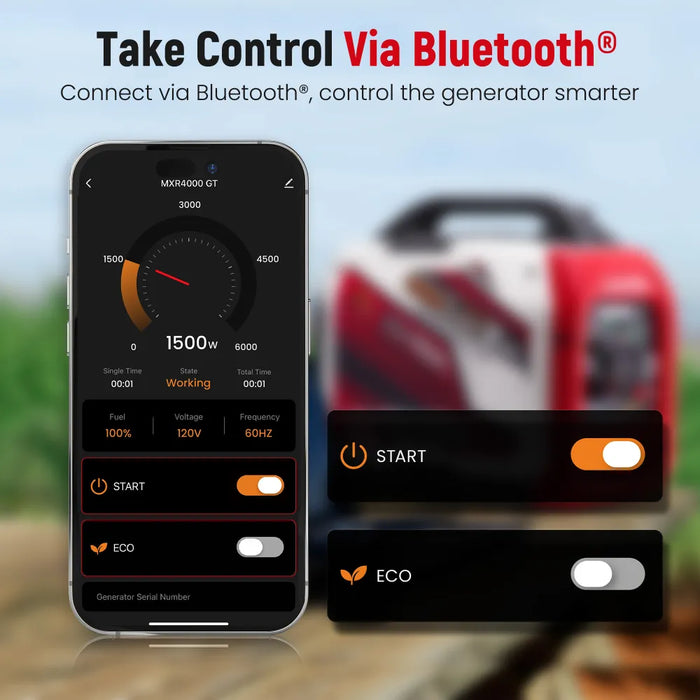 MaXpeedingrods 4000 Watt Portable Dual Fuel Propane/Gas Generator Inverter Bluetooth E-Start