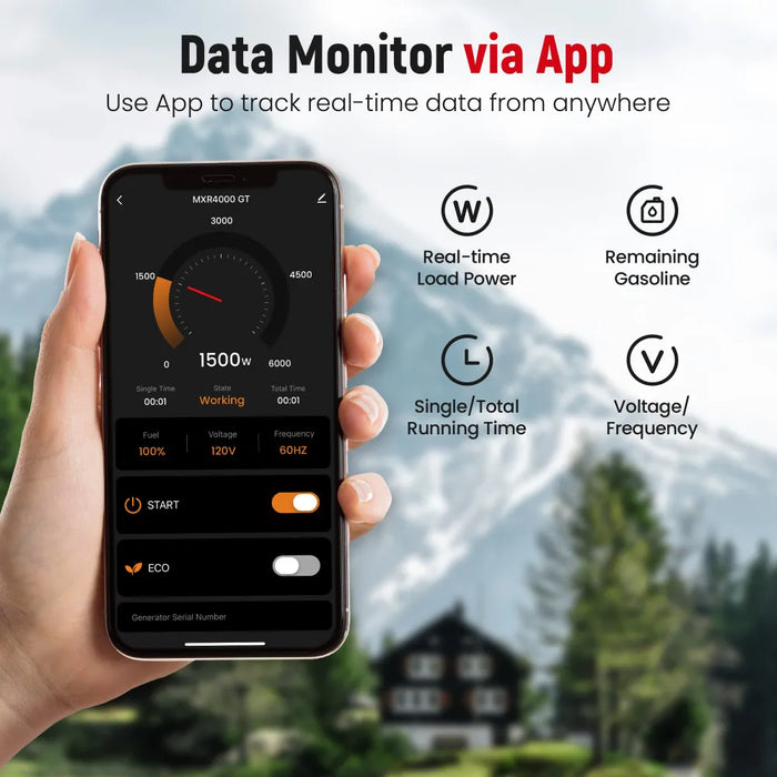 MaXpeedingrods 4000 Watt Portable Dual Fuel Propane/Gas Generator Inverter Bluetooth E-Start