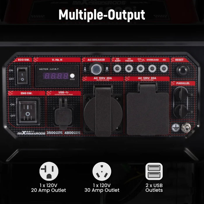 MaXpeedingrods 4800W Peak 3500W Rated Portable Generator with Low Oil Alert Parallel Ready