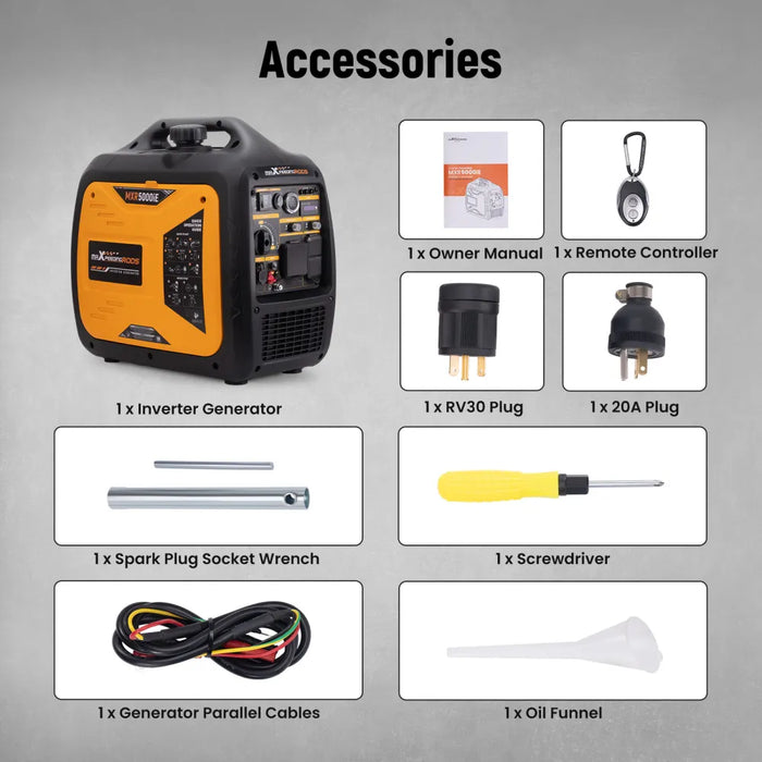 MaXpeedingrods 5KW Portable Inverter Generator Gas Powered Quiet