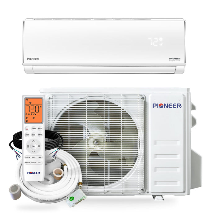 Pioneer® Diamante Pro™ 9,000 BTU 20 SEER2 230V High-Wall Ductless Energy-Star Mini-Split Air Conditioner Inverter Heat Pump with 16 Ft. Kit