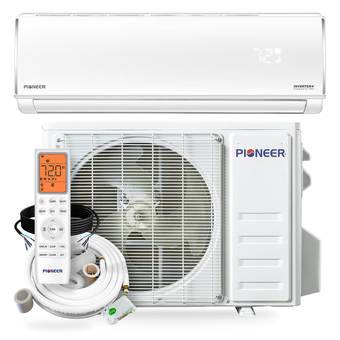 Pioneer® Diamante Pro™ 36,000 BTU 19 SEER2 230V High-Wall Ductless Mini-Split Air Conditioner Inverter Heat Pump with 16 Ft. Kit