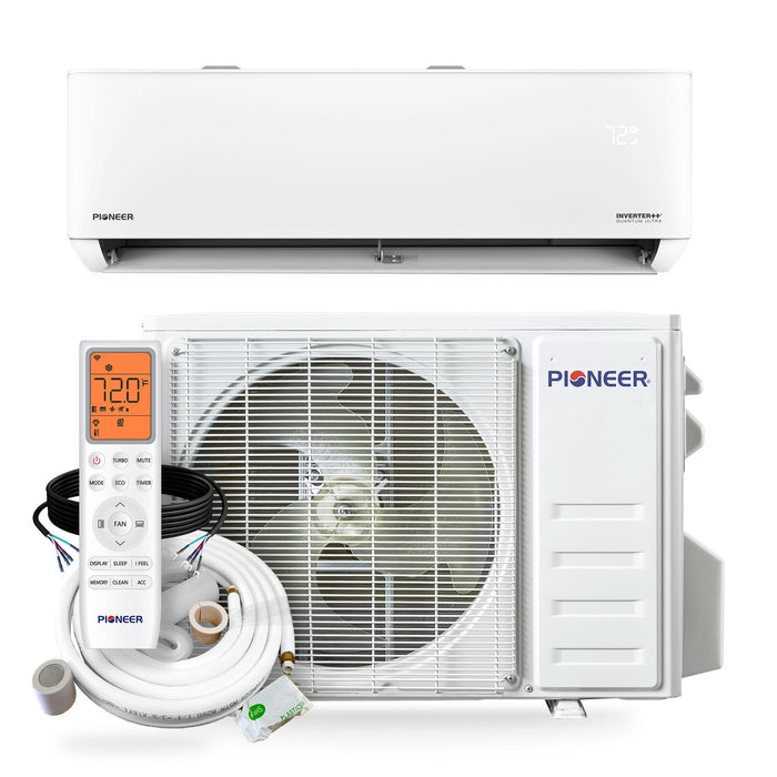 Pioneer® Quantum Ultra™ 23,000 BTU 23 SEER2 230V High-Wall Ductless Energy-Star Mini-Split Air Conditioner Inverter Heat Pump Full Set