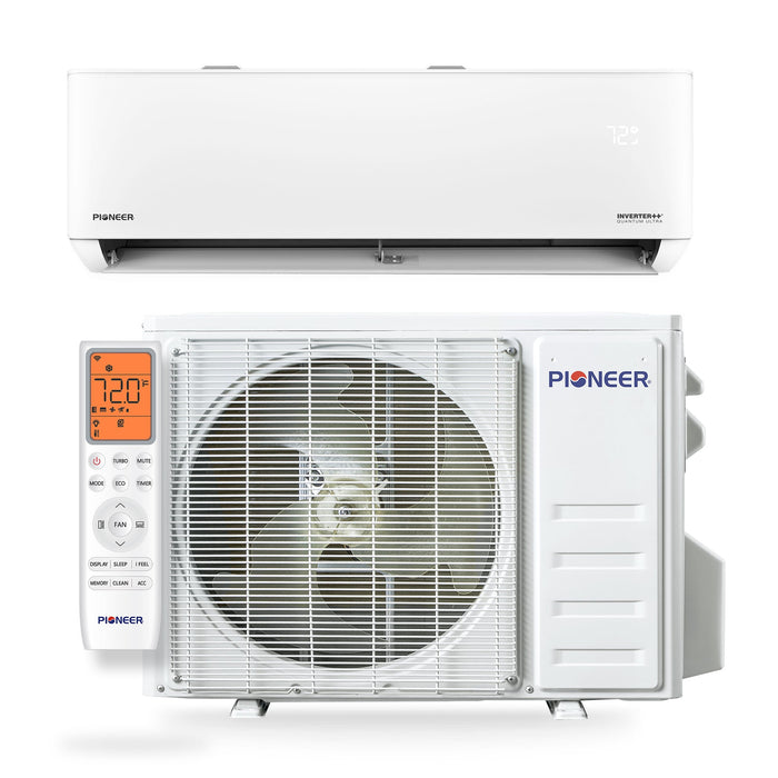 Pioneer® Quantum Ultra™ 18,000 BTU 23 SEER2 230V High-Wall Ductless Energy-Star Mini-Split Air Conditioner Inverter Heat Pump Full Set