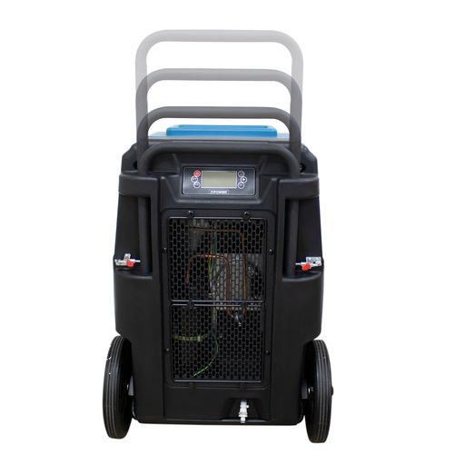 XPOWER XD-165L 165-Pint LGR Commercial Dehumidifier with Automatic Purge Pump, Drainage Hose, Handle and Wheels for Water Damage Restoration, Clean-up Flood, Basement, Mold, Mildew - backview