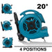 XPOWER P-800H 3/4 HP 3200 CFM 3 Speed Air Mover, Carpet Dryer, Floor Fan, Blower with Telescopic Handle and Wheels - sideview